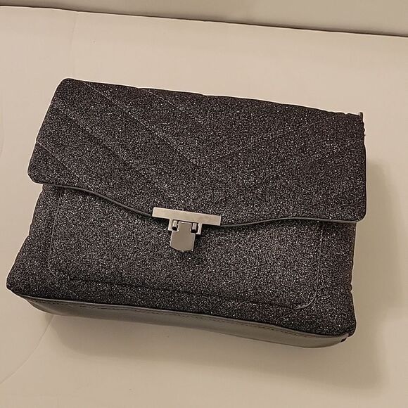 WOMEN"S A.NEW DAY BLACK GLITTER SPARKLE DESIGN OVER THE SHOULDER BAG - Picture 4 of 15